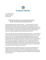 China Peak Records Top 5 Season - China Peak Mountain Resort