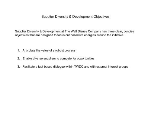 The Walt Disney Company Strategic Sourcing and Procurement ...