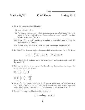 Math 431/531 Final Exam Spring 2010