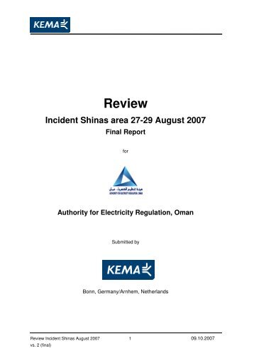 Review Incident Shin.. - authority for electricity regulation, oman