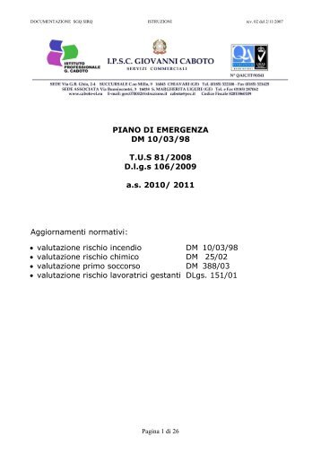 PIANO DI EMERGENZA2010_2011.pdf - Istituto GIOVANNI CABOTO