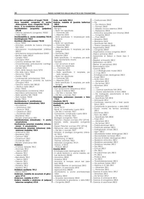 indice alfabetico delle malattie e dei traumatismi - Regione Piemonte