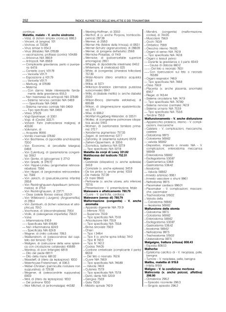 indice alfabetico delle malattie e dei traumatismi - Regione Piemonte