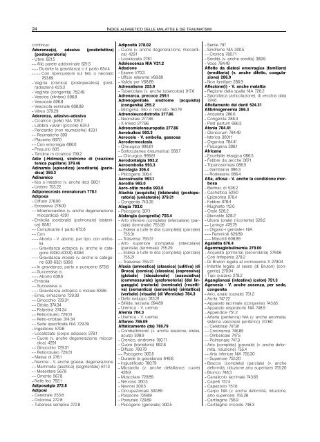 indice alfabetico delle malattie e dei traumatismi - Regione Piemonte