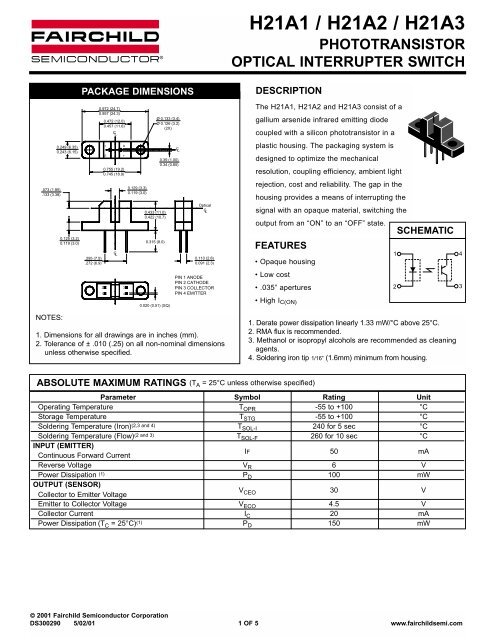 H21A1, H21A2 and H21A3 Phototransistor ... - Robot Store (HK)