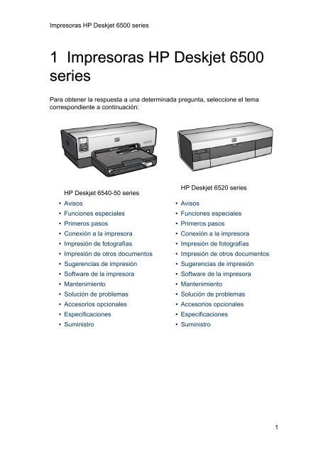 1 Impresoras HP Deskjet 6500 series