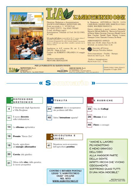 L'Agrotecnico Oggi agosto/settembre 06 - Collegio Nazionale degli ...