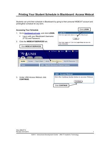 Printing Your Student Schedule in Blackboard: Access Webcat - It Unh