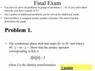 Final Exam Problem 1. - Electrical & Computer Engineering