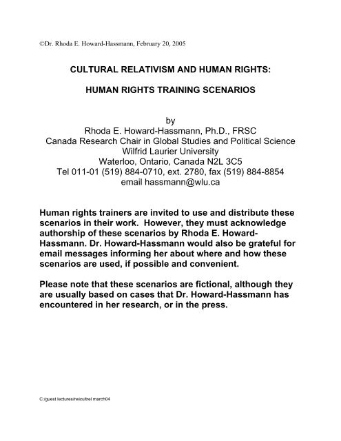 CULTURAL RELATIVISM AND HUMAN RIGHTS - Wilfrid Laurier ...