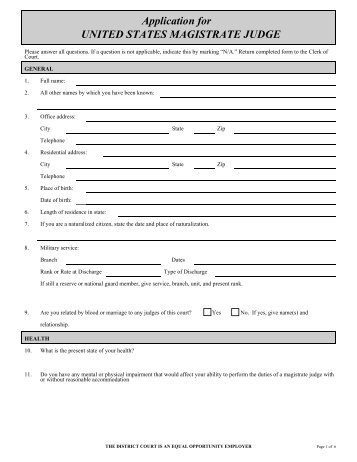 Application for UNITED STATES MAGISTRATE JUDGE