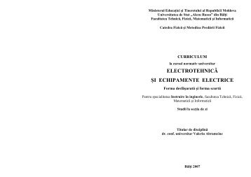 Curriculum Electrotehnica si echipamente electrice - Universitatea ...