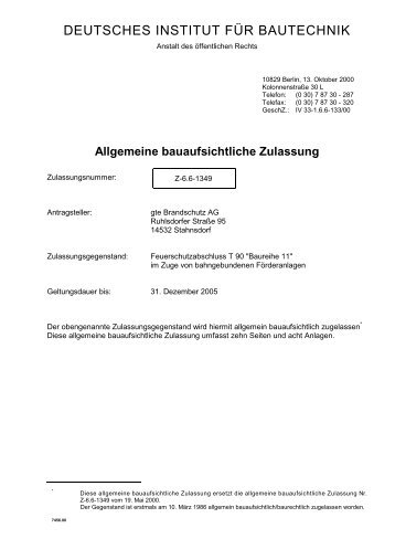 Allgemeine bauaufsichtliche Zulassung - gte-Brandschutz AG