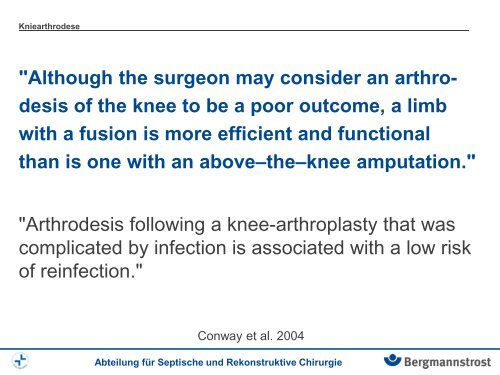 Die Kniearthrodese - Septische Chirurgie