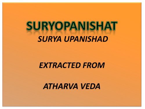 Suryopanishat - Shri Surya Narayan Mandir