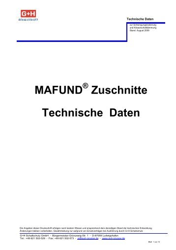 MAFUND-Zuschnitte - Technische Daten_2009-08 - G+H Schallschutz