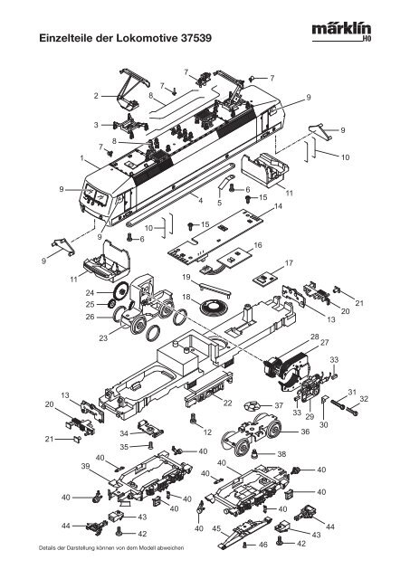 Explosionszeichnung märklin 37539 E-Lok BR 120.1 DB
