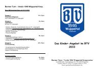 Das Kinder-Angebot im BTV 2010 - Barmer TV Wuppertal 1846 e.V.