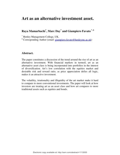 art as an alternative investment Explained