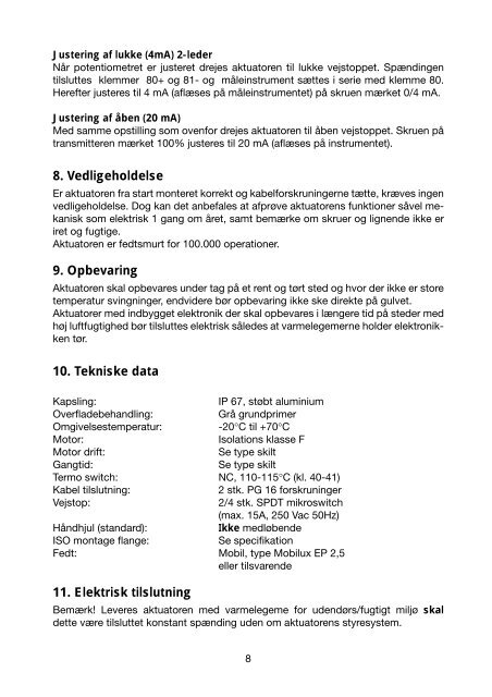 INSTRUKTION Bernard el-aktuator Type SRA6, SRC ... - Armatec