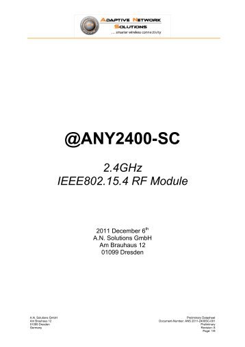ANY2400SC RF Module Datasheet - Adaptive Network Solutions