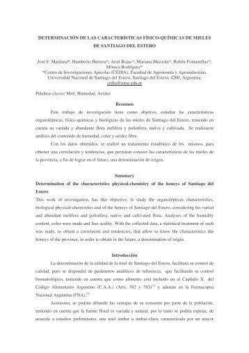 Determinación de las características físico químicas de Mieles de ...
