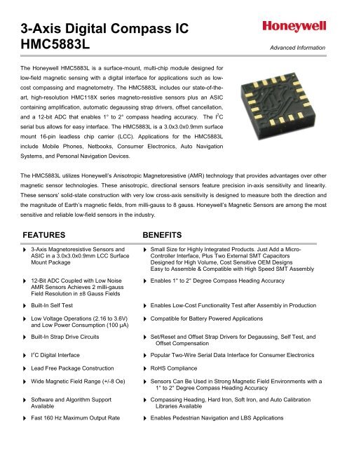 Three-Axis Digital Compass IC HMC5883L