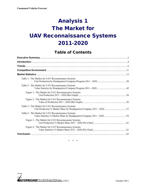 The Market for UAV Reconnaissance Systems - Forecast International