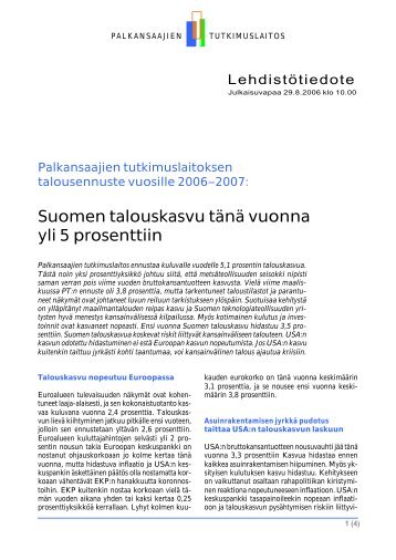 Talousennuste 2006-2007 - Palkansaajien tutkimuslaitos