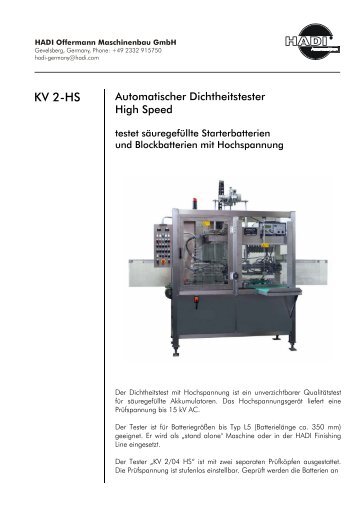 KV 2-HS - HADI Offermann Maschinenbau GmbH