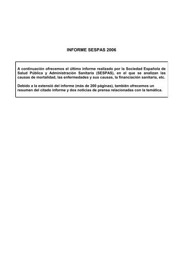 INFORME SESPAS 2006 - FundaciÃ³ GADESO