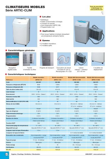 CLIMATISEURS MOBILES Série ARTIC-CLIM - E-electrique