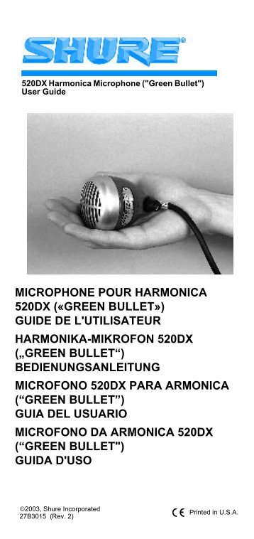 MICROPHONE POUR HARMONICA 520DX (Â«GREEN BULLET ...