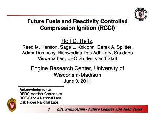 Future Fuels and Reactivity Controlled Compression Ignition (RCCI ...