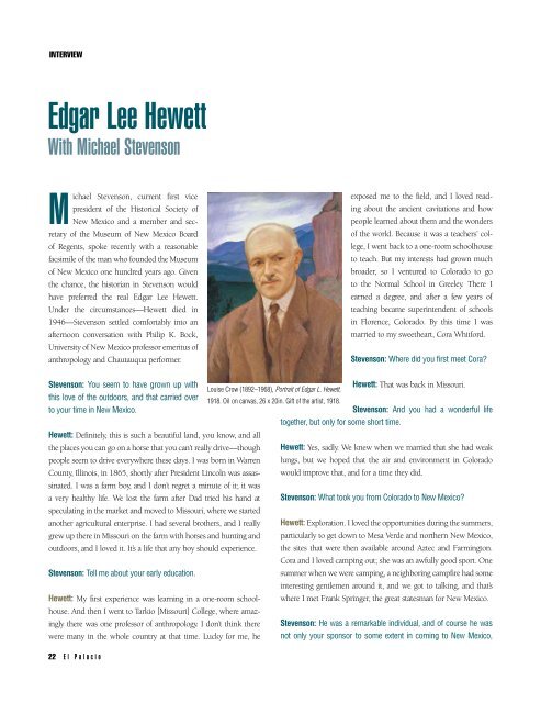 Interview with Edgar Lee Hewett - El Palacio Magazine