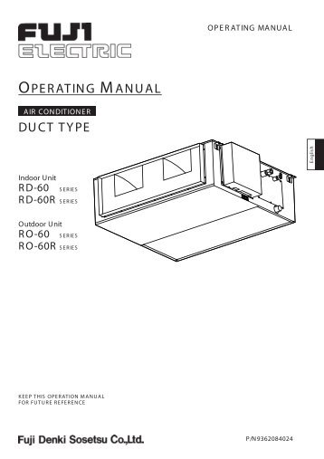 OPERATING MANUAL DUCT TYPE