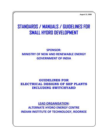 standards / manuals / guidelines for small hydro development