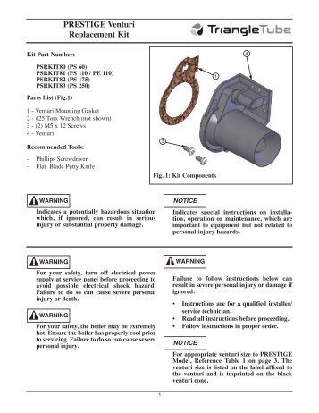 Venturi Replacement Kit PSRKIT80 thru 83 - Triangle Tube