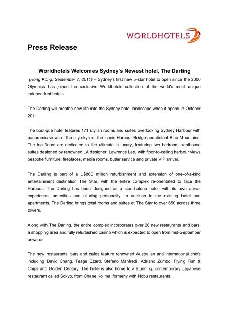 Press Release - Worldhotels