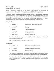 Physics 2305 12 April, 2000 Study Guide for Exam 3 Exam 3 will ...