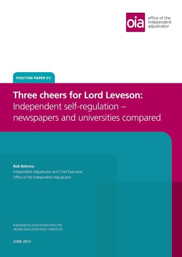 Three cheers for Lord Leveson - Office of the Independent Adjudicator