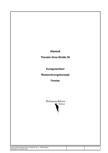 Albstadt Theodor-Groz-StraÃe 50 Kurzgutachten - Holzmanufaktur ...