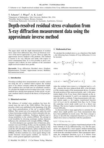 Depth-resolved residual stress evaluation from X-ray diffraction ...