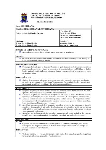 Termoterapia e Fototerapia - CCS - Universidade Federal da ParaÃ­ba