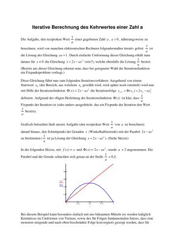 Iterative Berechnung des Kehrwertes von a > 0