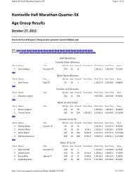 Huntsville Half Marathon-Quarter-5K Age Group Results October 27 ...