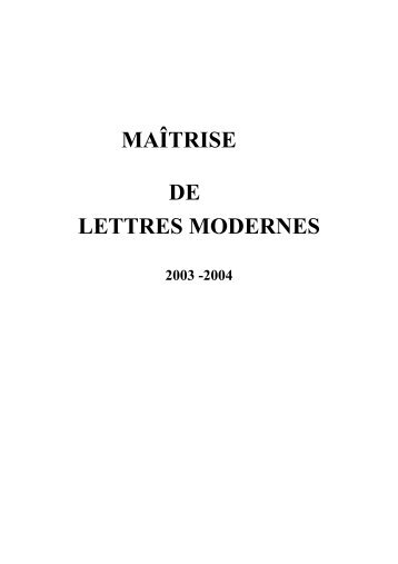 MAÃTRISE DE LETTRES MODERNES - UniversitÃ© Paris Diderot ...