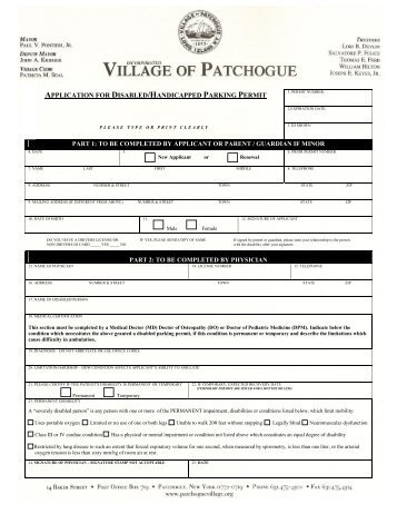 application for disabled/handicapped parking permit - Village of