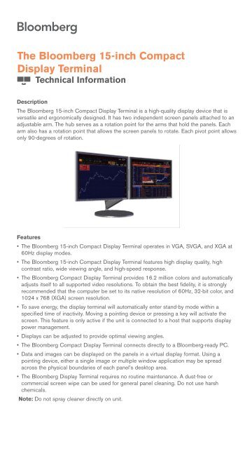 The Bloomberg 15 Inch Compact Display Terminal