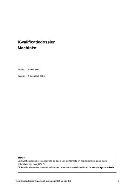 Kwalificatiedossier Machinist - Railmeester